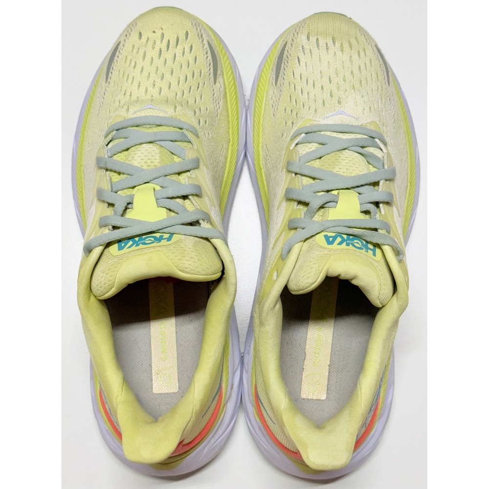 Hoka One One Clifton 8 Womens Yellow Teal Running Shoes 1119394 Size 9B - Picture 3 of 5